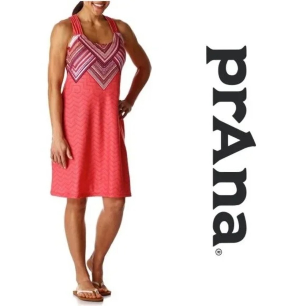 Prana Phoebe Crossed Back Athletic Dress S Coral Aztec Tennis Pickleball